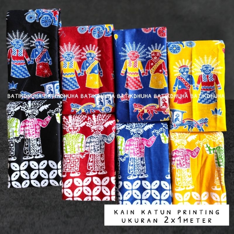 KAIN BATIK Khas Jakarta Batik  Betawi ondel-ondel 2x1meter / Kain Katun Ondel-ondel