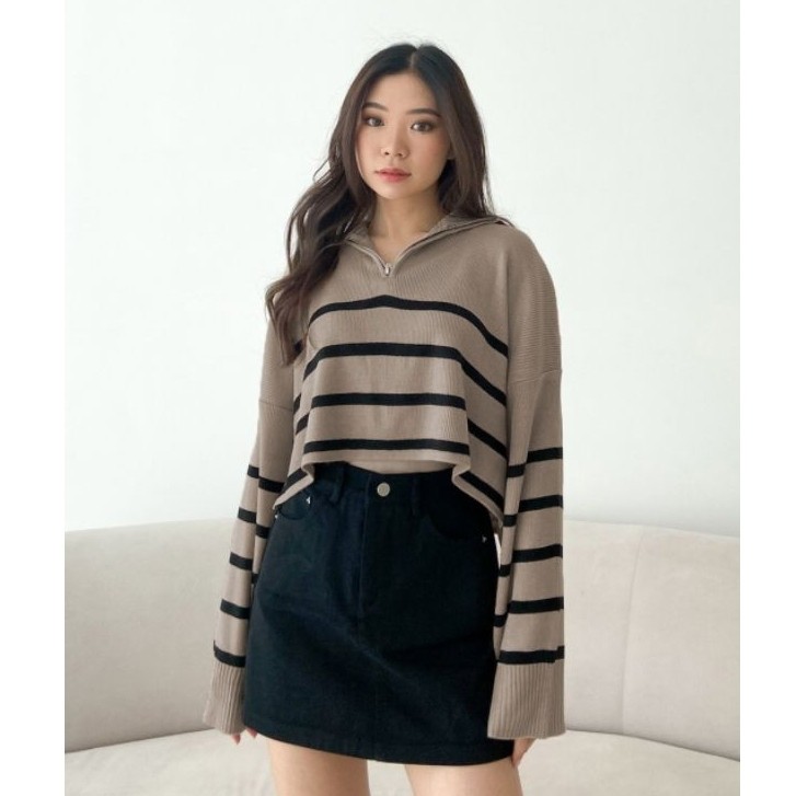 MF - MNF SWEATER BLASTER RIB WANITA TALA / Mozza Crop Top / SWEATER CROP RAJUT KNIT WANITA / PAKAIAN