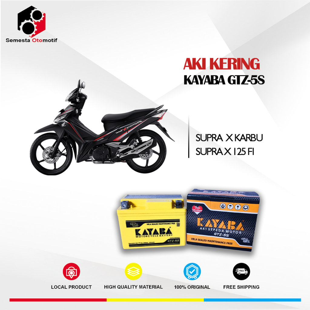 Aki Motor Supra X 125 KAYABA GTZ5S Aki Kering 100% Original Free Bubble