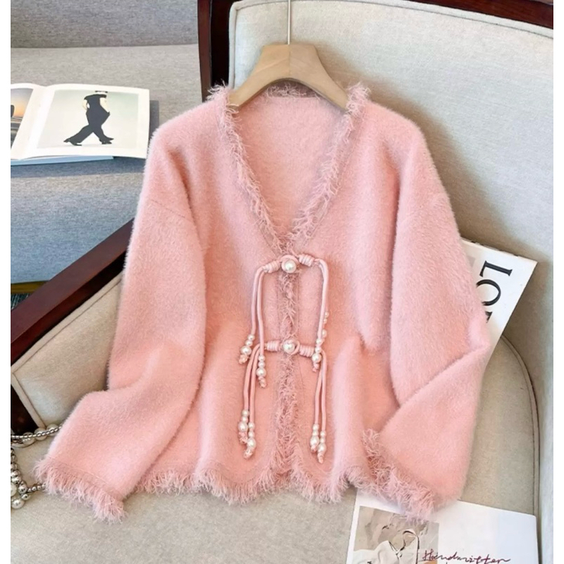 Tshirtgiants.id / Cardigan sweater rajut variasi tali mutiara 218 outer knitwear