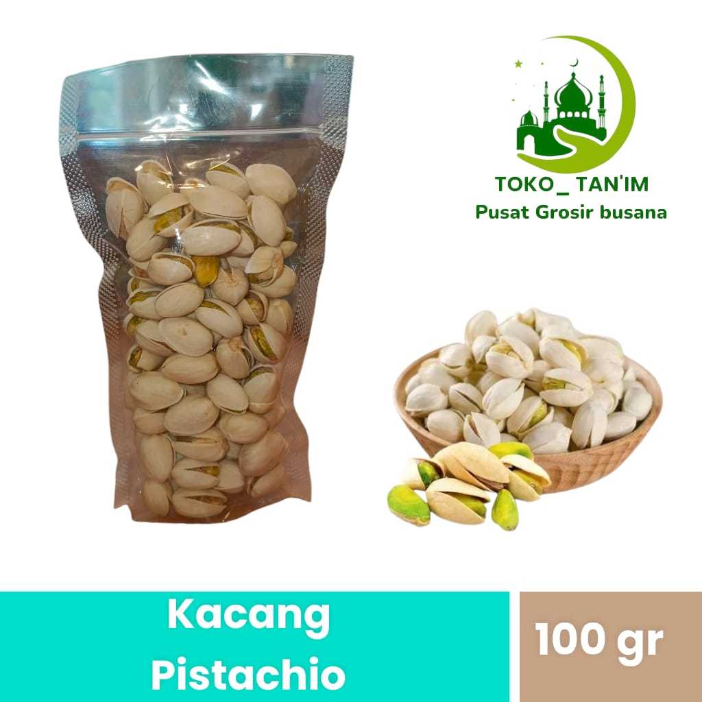 

Kacang Pistachio 100 grm/makanan sehari hari / kacang kupas warna putih