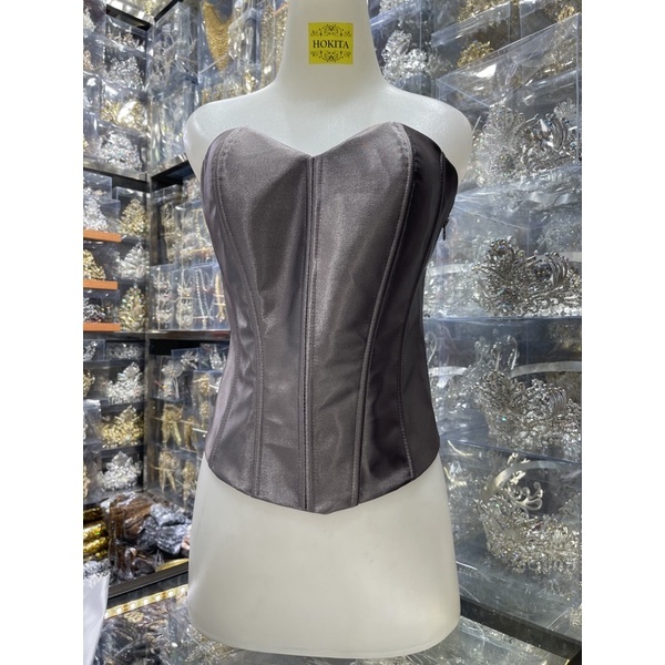 RB Bustier Satin /Longtorso Kamisol/Dalaman Kebaya Torso Satin/Kemben Kebaya Resleting Samping