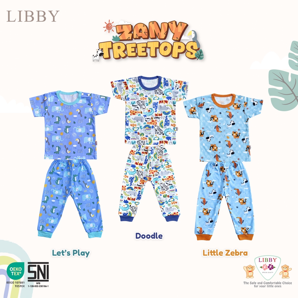 LIBBY Setelan Baju Pendek celana Panjang XXL XL 2L L M S  Stelan Baju piyama Tidur Anak Laki Laki Pe