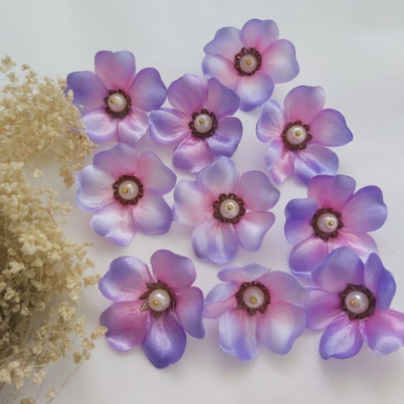 bunga artificial/bunga kain/hias mahar/souvenir/bros/headflower/bunga aplikasi/hiasan baju