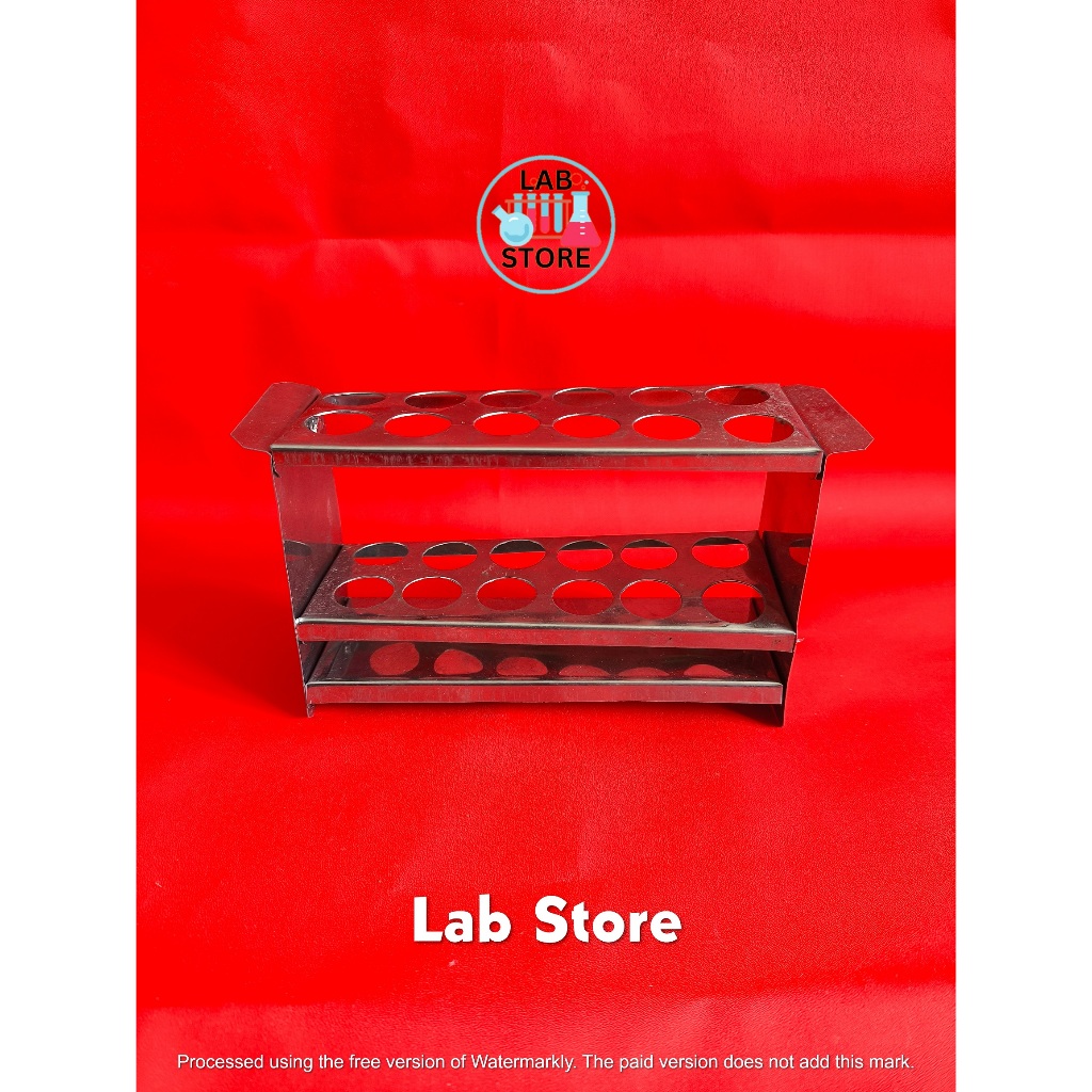 Rak Tabung Reaksi Stainless Steel ( 12 lubang )