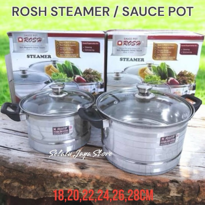 Panci ROSH Sauce Pot Steamer Kukus Kukusan Stainless 18 20 22 24 26 28 cm