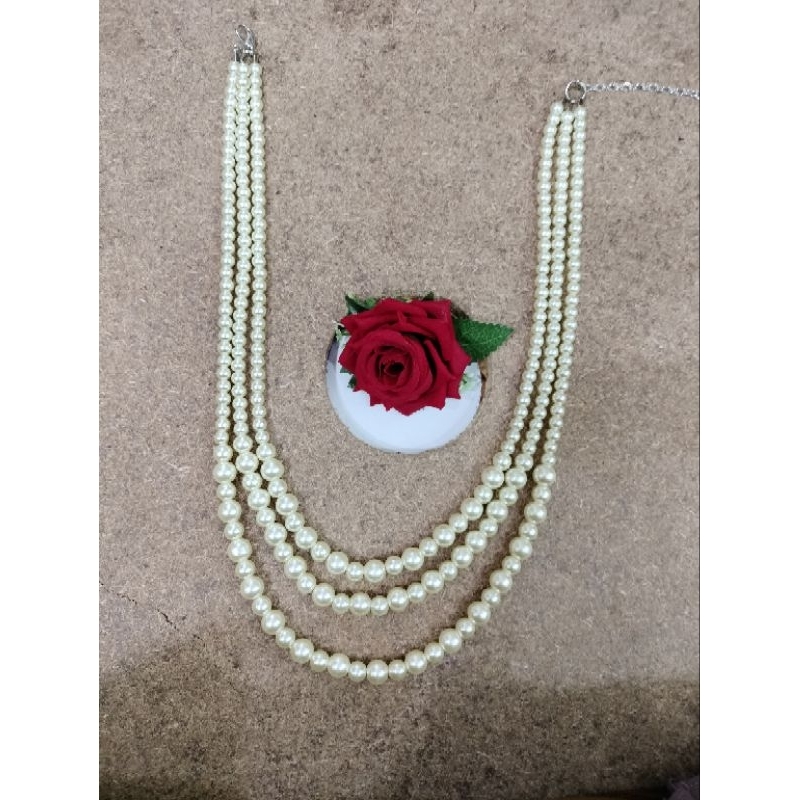Kalung Mutiara 3 Susun Panjang Pas Dada