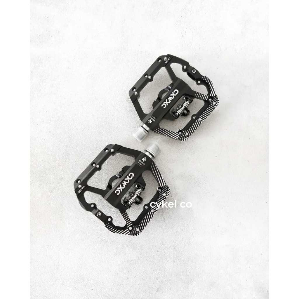 double sided bike pedal flat/clipless spd cleat anti slip sealed bearing cnc alloy lightweight cr-mo