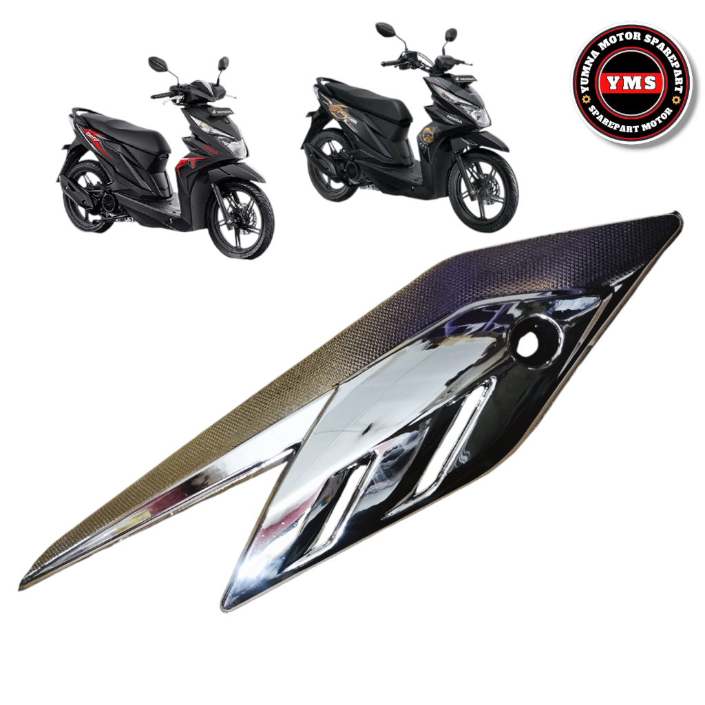 Garnish Cover knalpot honda beat esp 2016-2019 set original warna chrome