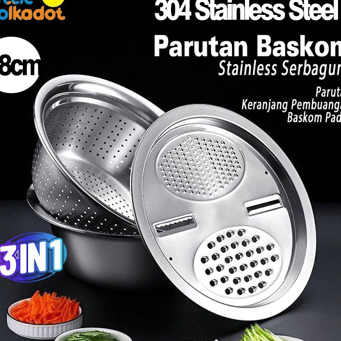 KF7 Versi Premium Baskom stainless Set PARUTAN SATINLESS 3 IN 1 34 stainless steel Parutan Wortel Se
