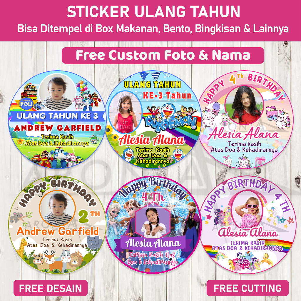 

Stiker Ulang Tahun Custom - Sticker Ultah - Label Ulang Tahun - Stiker Khitanan - Stiker Bento