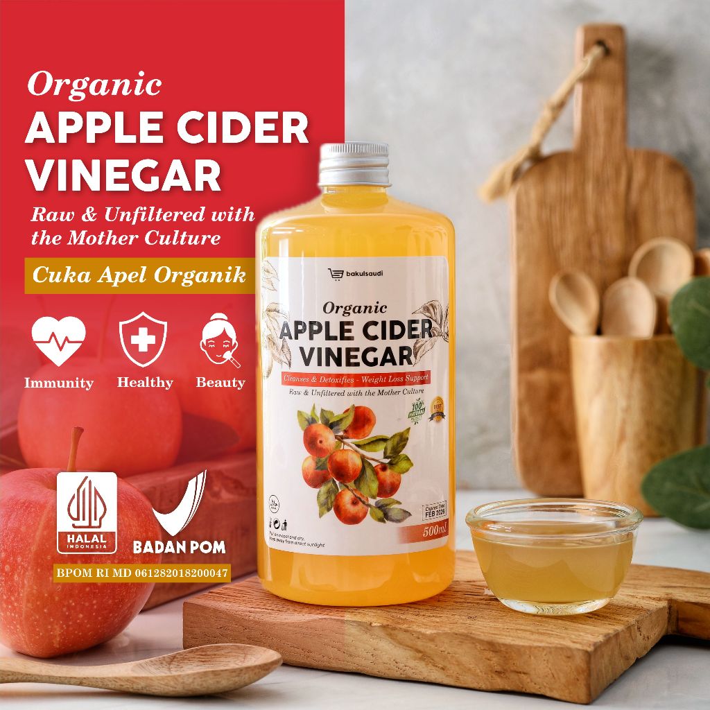 

Organic Apple Cider Vinegar Pure 100% / Cuka Apel Organik BPOM Murni Original Diet Detox