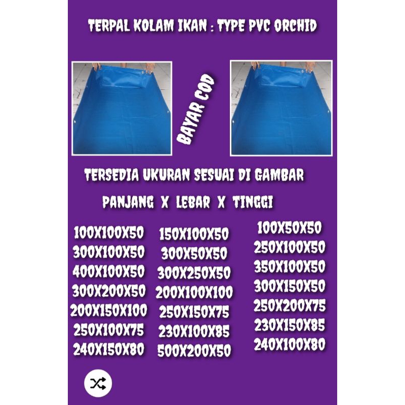 terpal kolam ikan PVC ORCHID ready semua ukuran