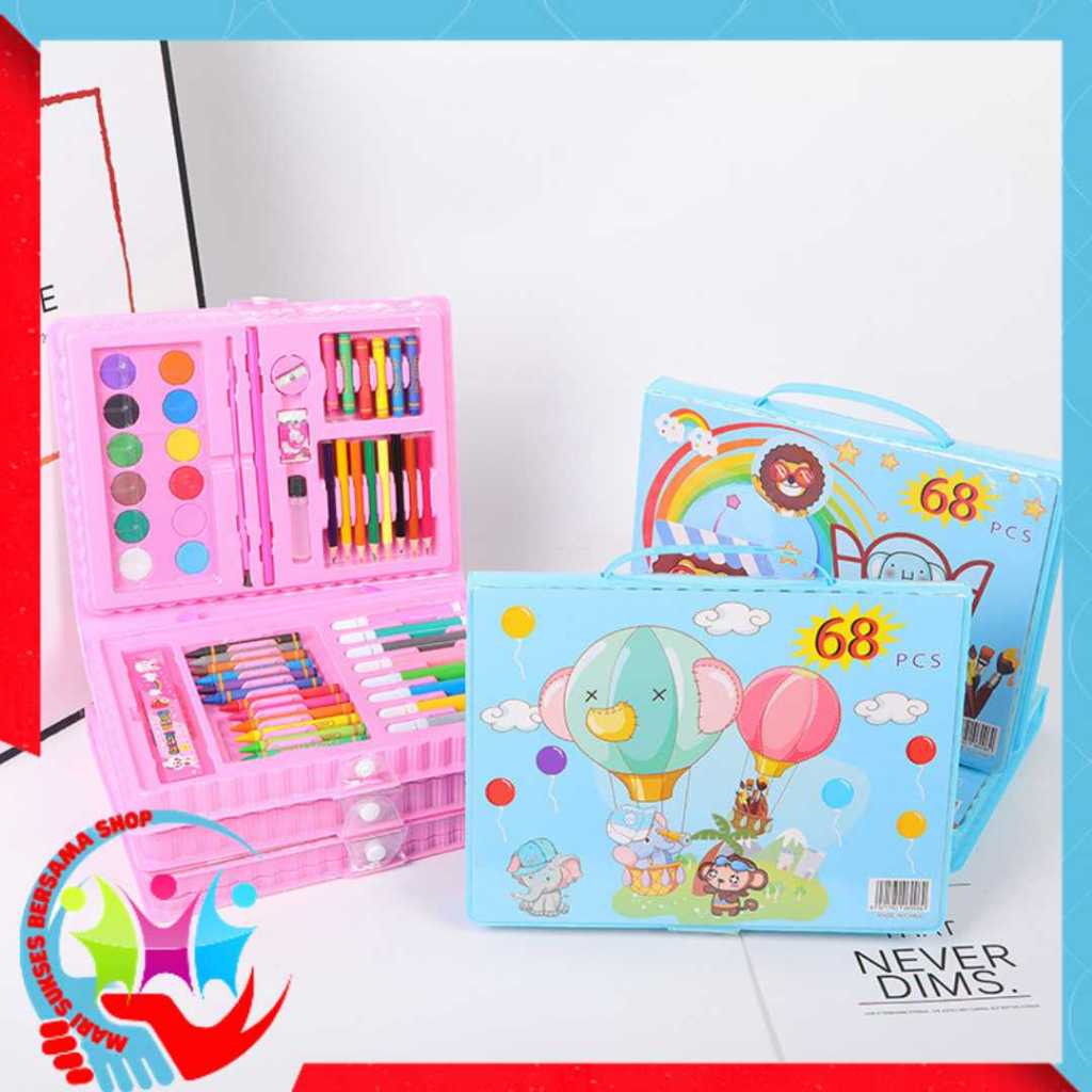 

MSBS Drawing Set 68Pcs Oil Pastel Crayon 68 IN 1 Set Krayon Mewarnai dan Melukis Lengkap dengan Cat Air Alat Mewarnai Anak Anak Bentuk Koper