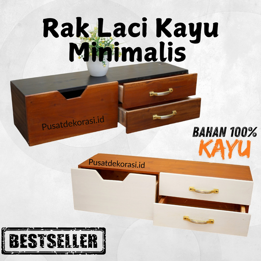 Rak Dinding Laci Minimalis Meja Rias Kayu Tempel Dinding Serbaguna Aesthetic