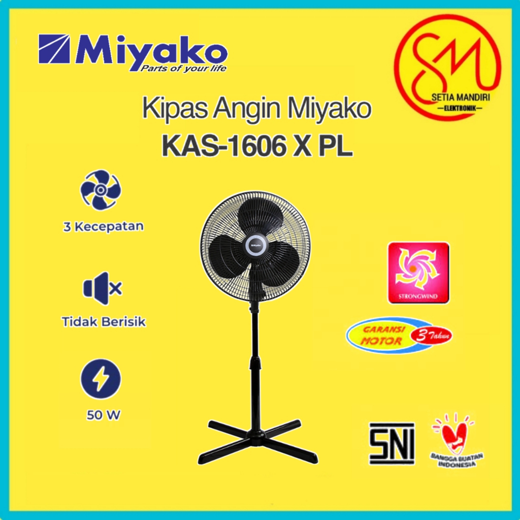 MIYAKO STAND FAN / KIPAS ANGIN KAS1606 X PL MUSANG / KAS-1606 XPL (16 INCH) GARANSI RESMI