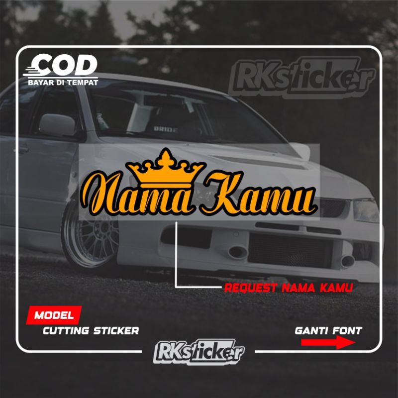 

Stiker nama model Mahkota custom suka suka cutting stiker nama