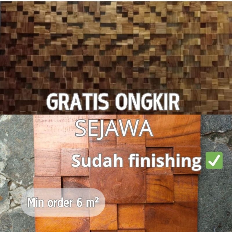 Sukayu.id Panel Dinding || Hiasan Dinding || Wood Panel || Kayu Jati Solid || Ukuran 30cm x 30cm