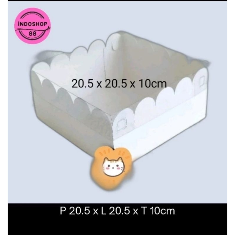 

BOX MIKA PUTIH - DOS KUE KERING LAMINASI - KOTAK DESSERT - DOS PUDDING -20x20x10 (ISI : 10 PCS)