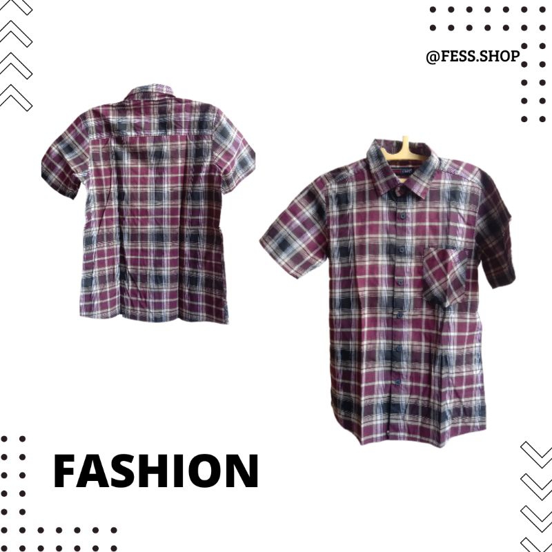 Kemeja Pria Lengan Pendek -Kemeja Ungu Kotak-kotak - kolpri