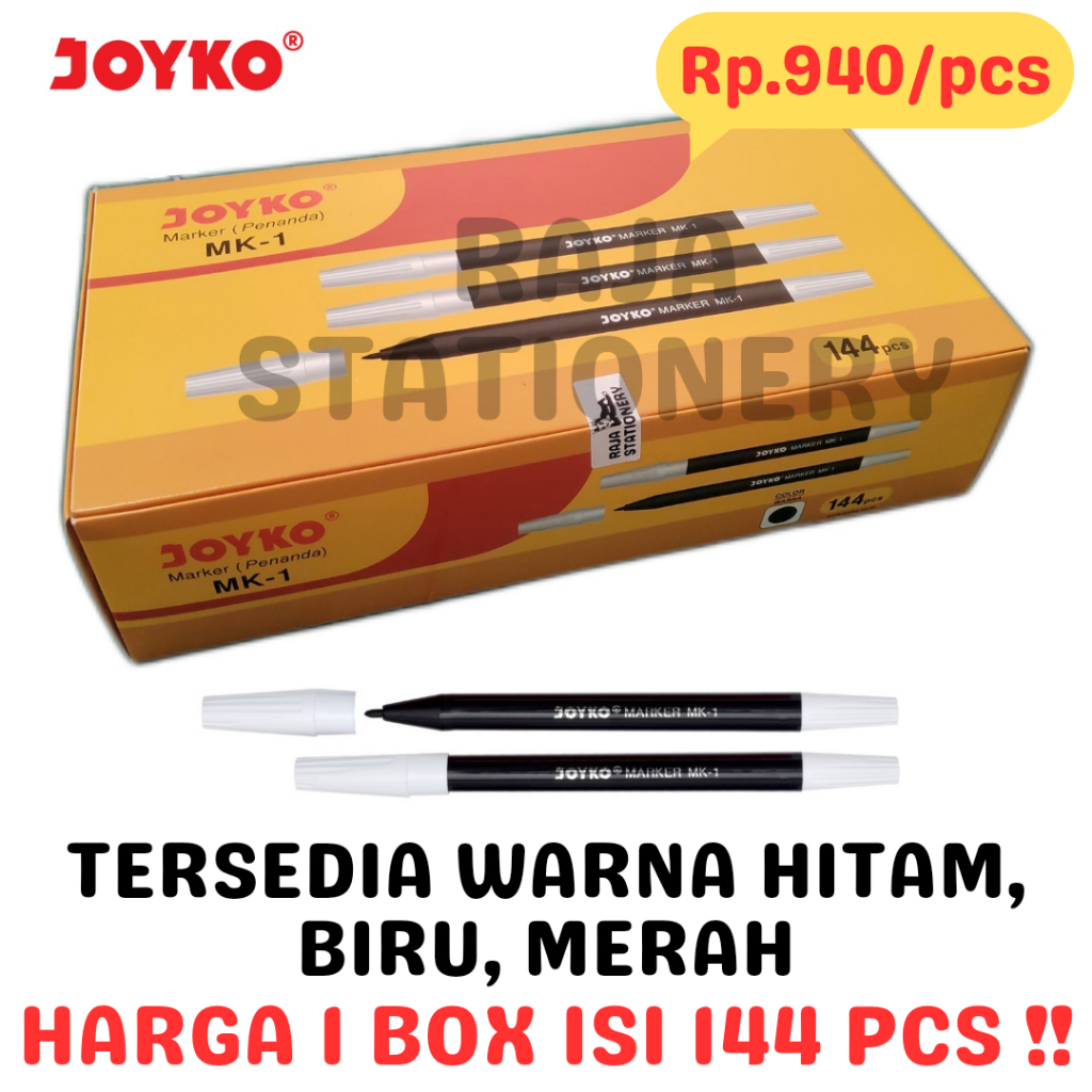 

JOYKO MARKER BLACK BLUE RED PAPER SPIDOL KECIL HITAM BIRU MERAH PW1A PW-1A [144PCS]