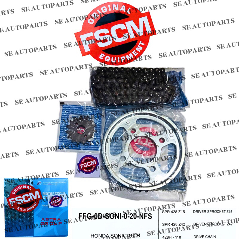 Gear Set Rantai Motor FSCM Sonic 150 R Astra Otopart Group