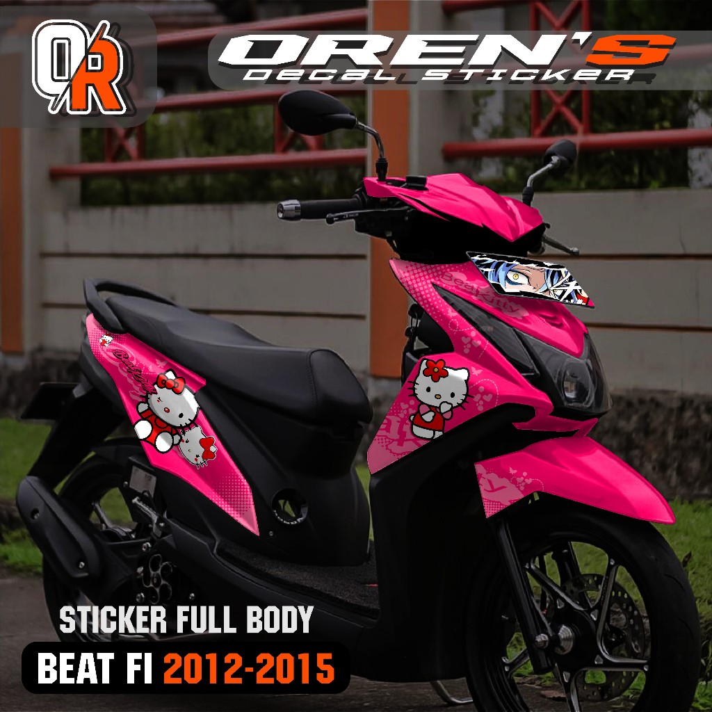STIKER VARIASI BEAT FI LAMA DECAL FULL BODY BEAT FI 2012-2015 STIKER MOTIF HELLO KITTY LUCU