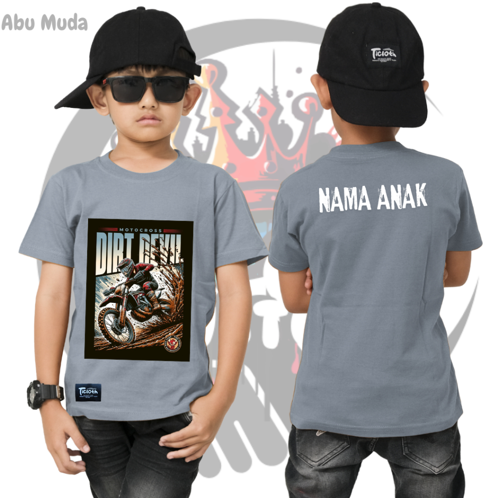 Ticloth Kaos Anak Cowok Motor Cross Dirt Devil Baju Distro Laki laki Usia 1 2 3 4 5 6 7 8 - 12 Tahun