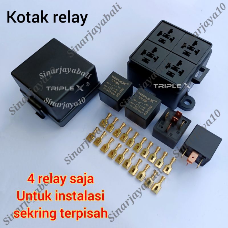 box relay kotak rellay 4 tempat rilay rumah reli 4 relay universal motor mobil kendaraan otomotif tr