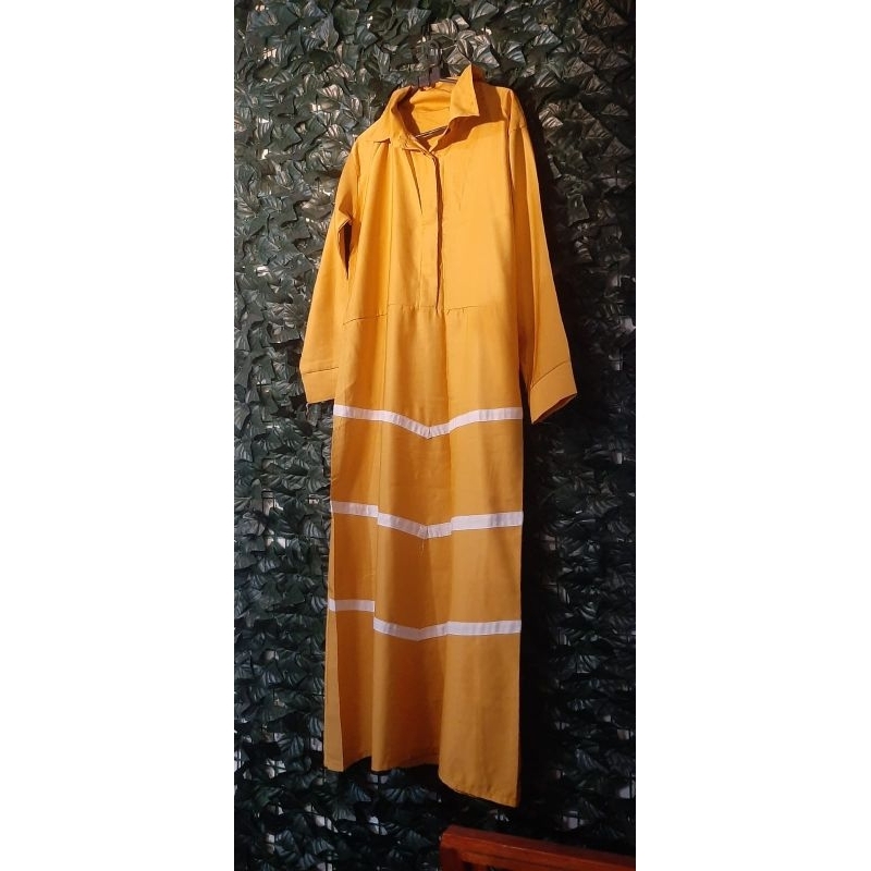 preloved gamis  kuning kunyit / mustard