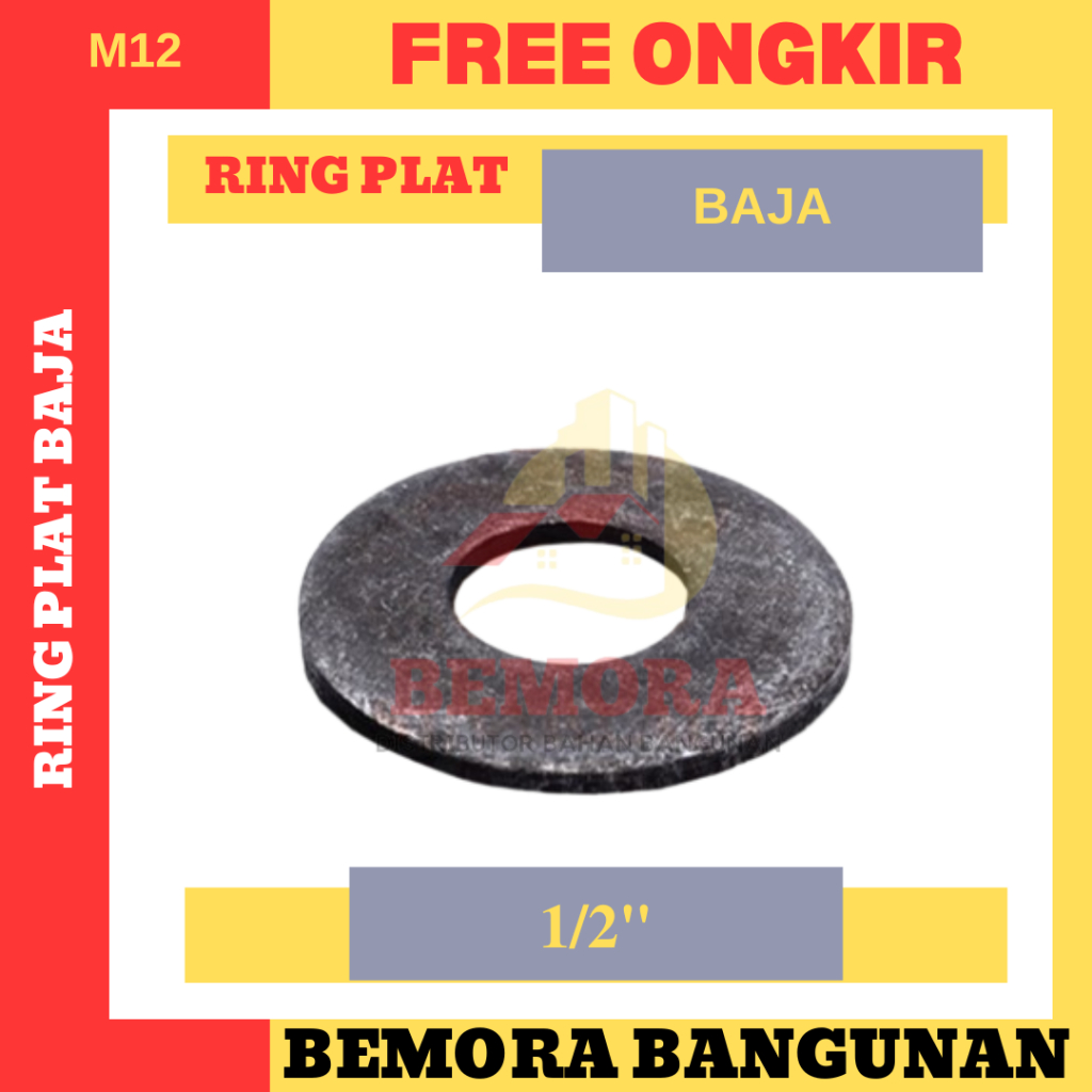 Ring Plat Baja / Flat Washer Baja / Plate Washer M12 (1/2") - Tipis