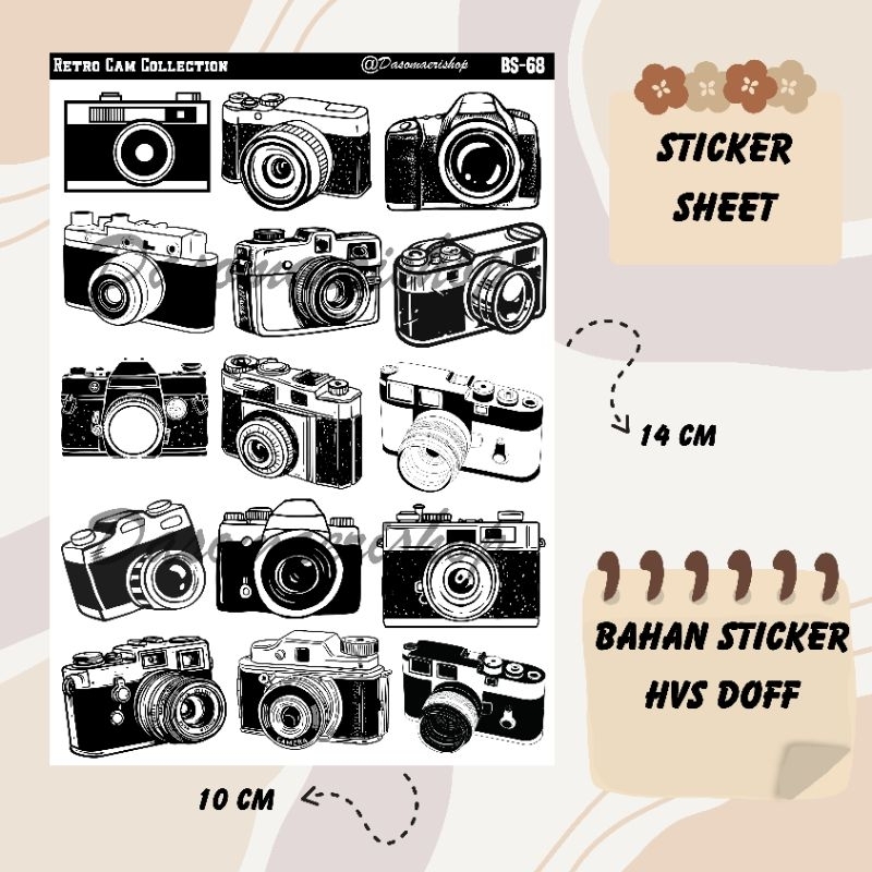 

Retro Cam Collection Sticker Sheet For Journal / Scrapbook