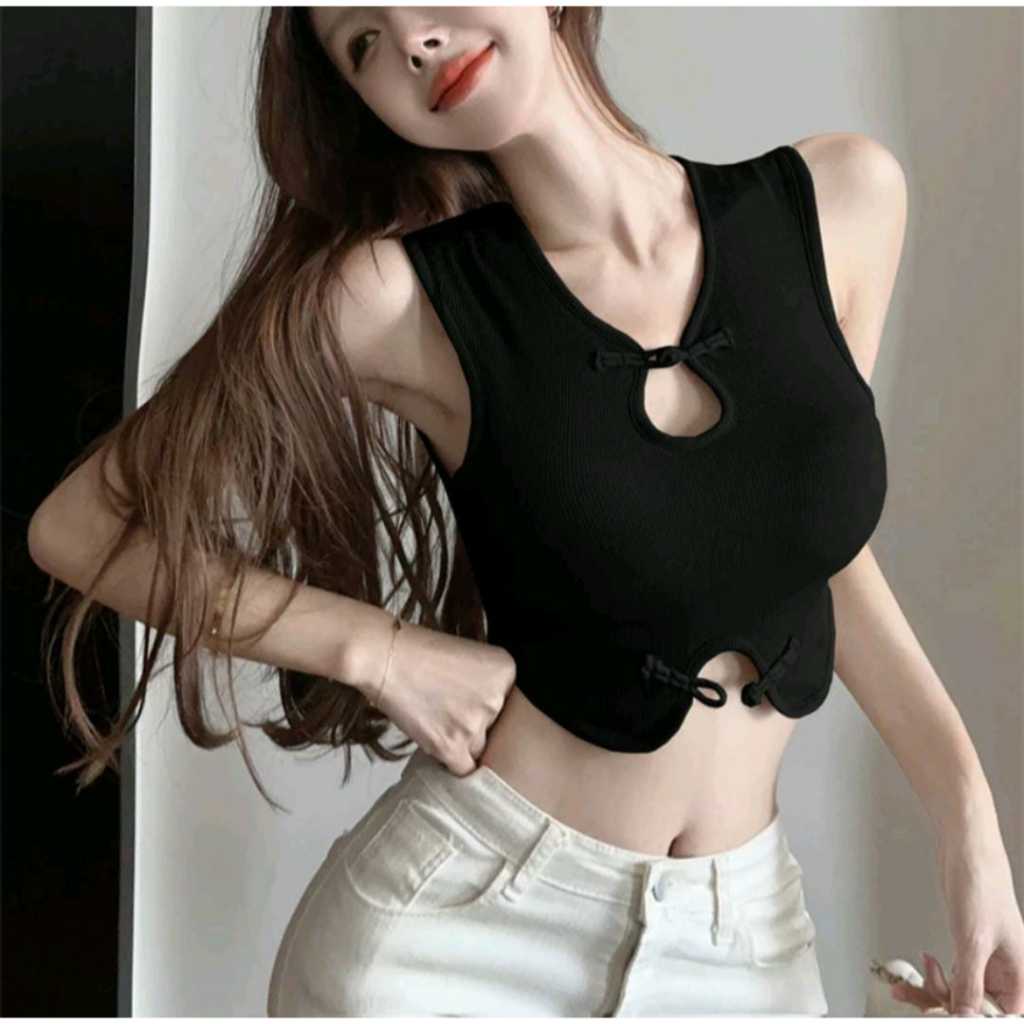 V NECK BASIC WOMEN TANK TOP CROPPED / ATASAN TANK TOP WANITA