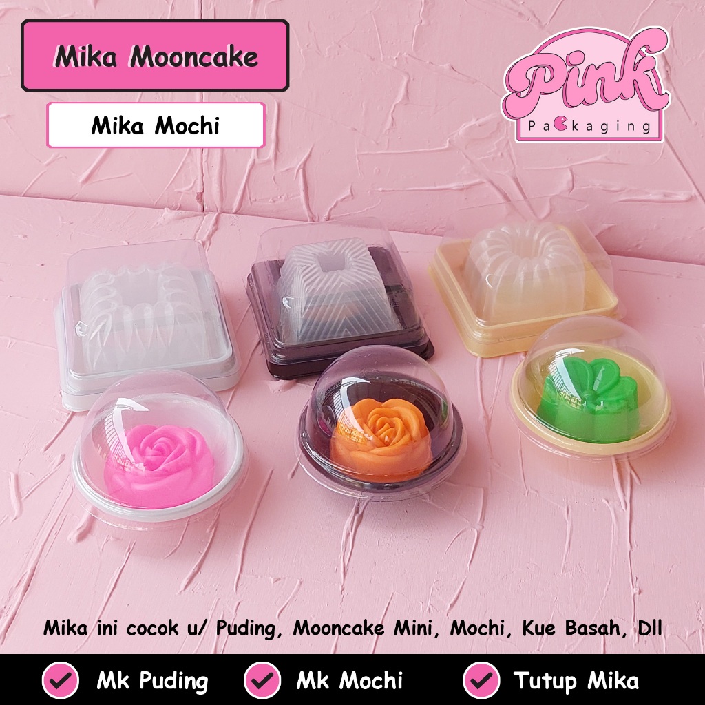 Mika Mooncake Mochi Isi 1 Case Pia Puding Kue Basah Kotak Bulat Packaging Kekinian