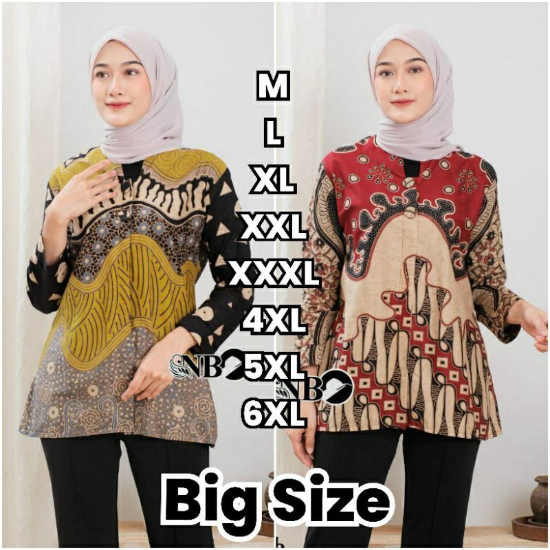 Baju Wanita Jumbo Bih Size Atasan Batik LD 140 ukuran Jumbo