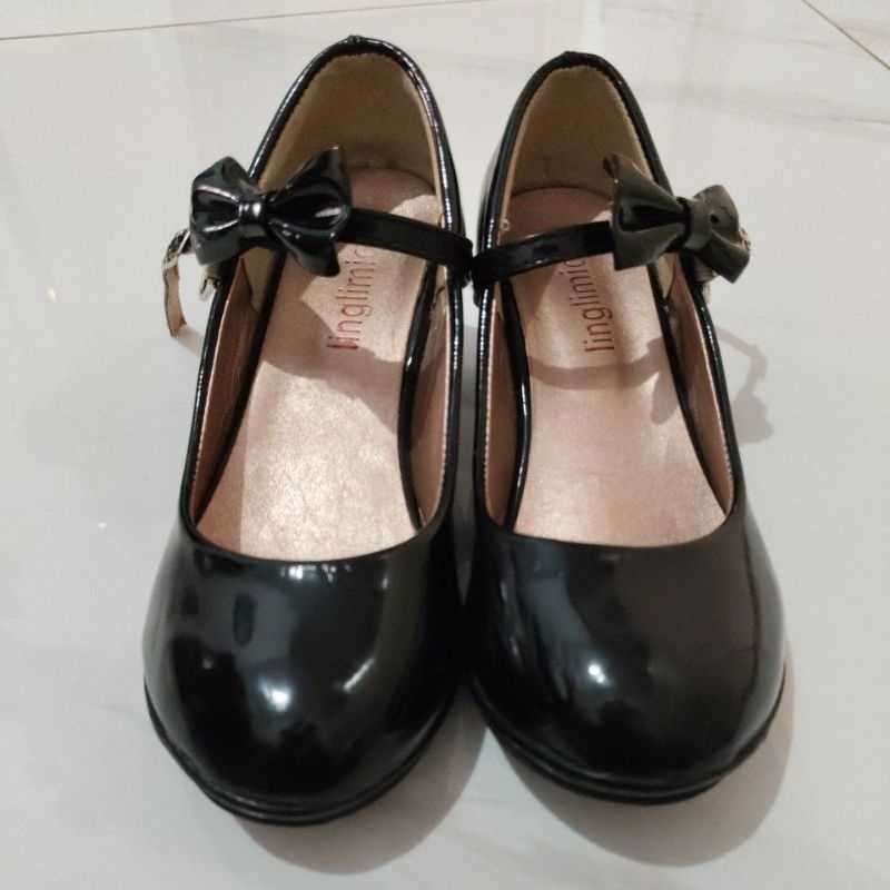 preloved (second) sepatu heels anak / sepatu pesta anak - hitam