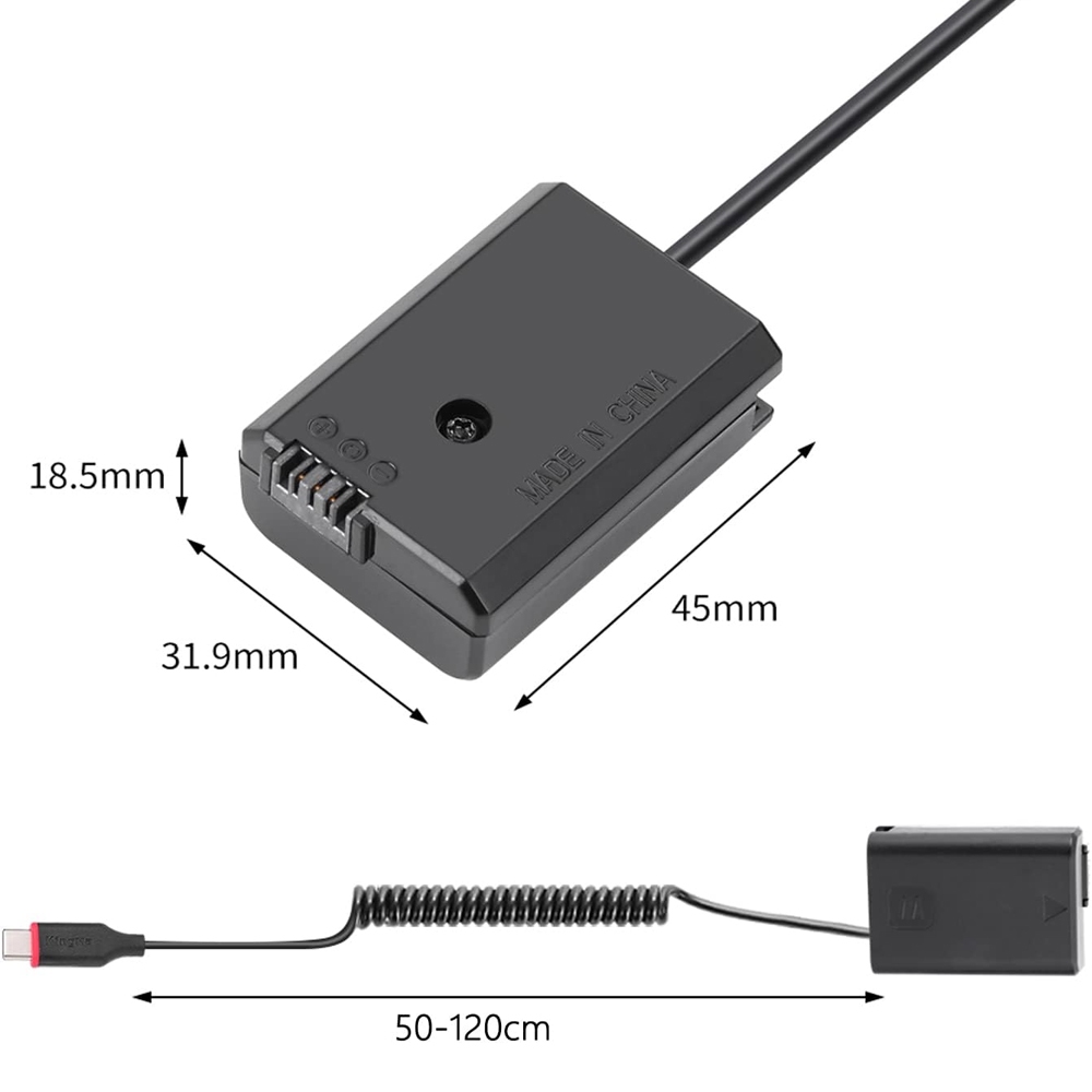 Kingma Dummy Battery to USB-C DR-FW50 for Replace Sony Mirrorless battery NP-FW50 - Battery Kamera