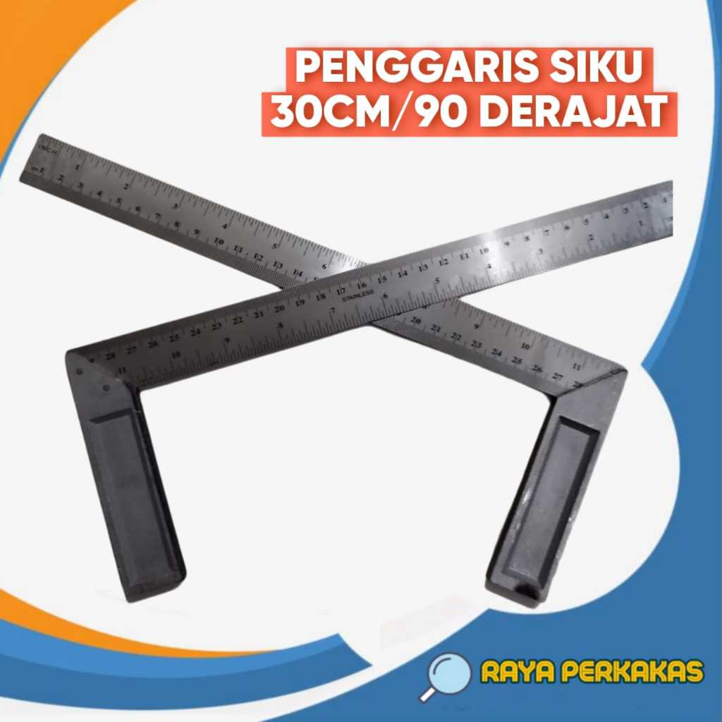 

Penggaris L Siku Grafir Standart 12" 30cm Angel Ruler 90 derajat