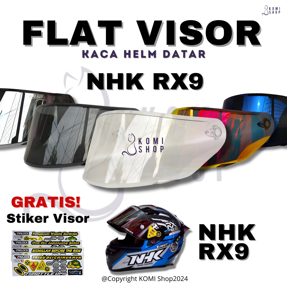 Kaca Helm NHK RX9 Free Stiker Visor Full Face Kaca Helm Datar Handarb NHK RX9