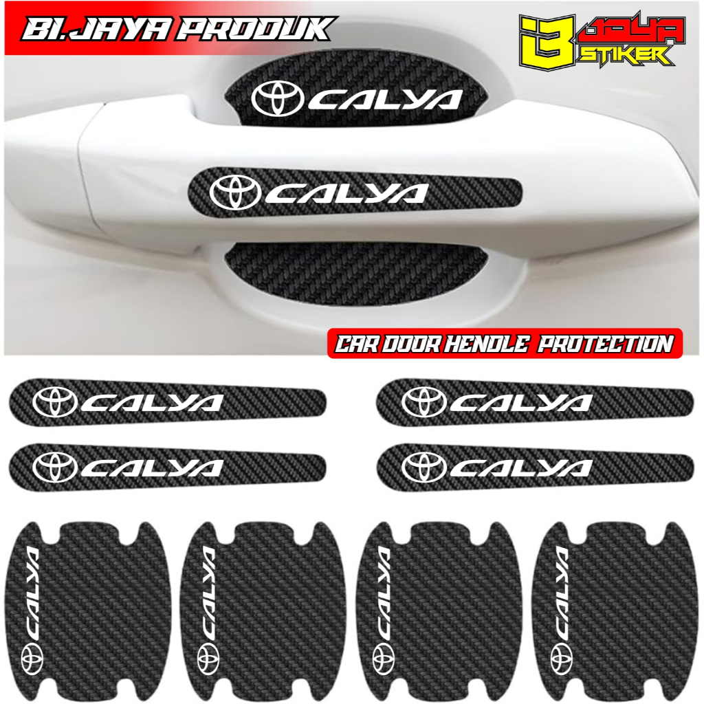 8 PCS Sticker Carbon 3D Pelindung Gagang Pintu Mobil CALYA Sticker Carbon Pengaman Handle Pintu Mobi