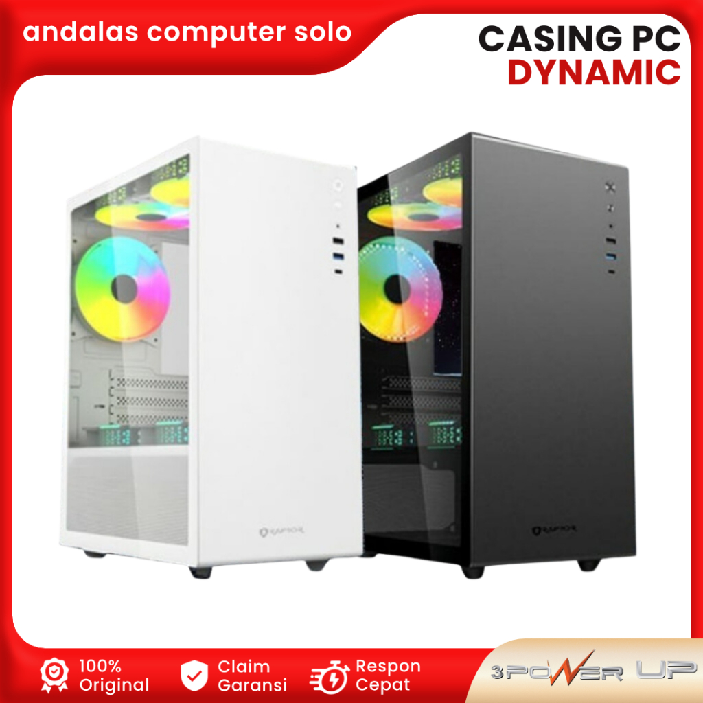 CASING PC CASE GAMING GAME RGB RAPTOR DYNAMIC mATX GAMING CASE FREE FAN RGB