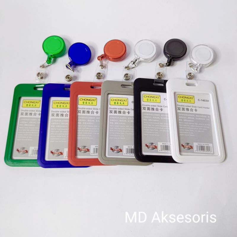 Tempat Id Card Plastik Sliding 2 Sisi Bening Transparan Holder Id Card Sliding Plus Yoyo Id Card Tar