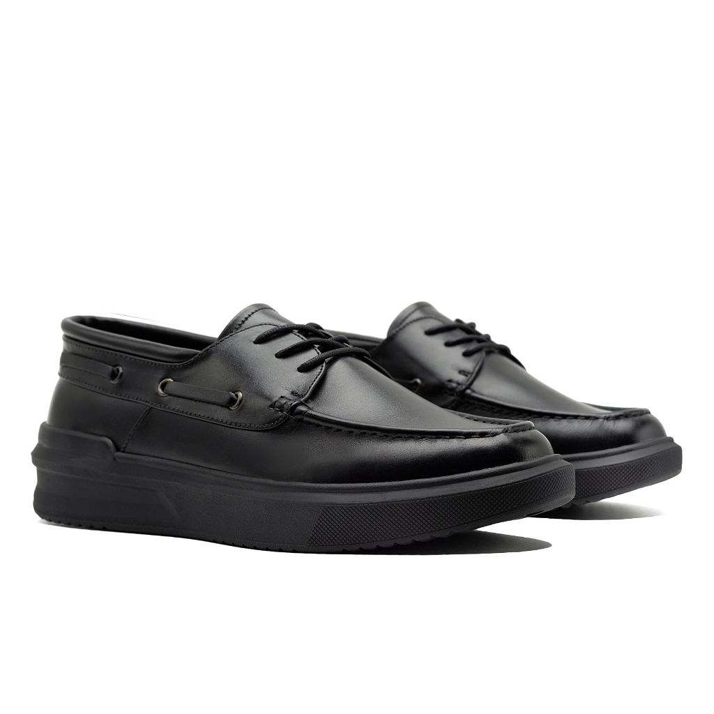 Sepatu Formal Casual Pria Kulit ASLI Original Kerja Kuliah Steve Full Black MK