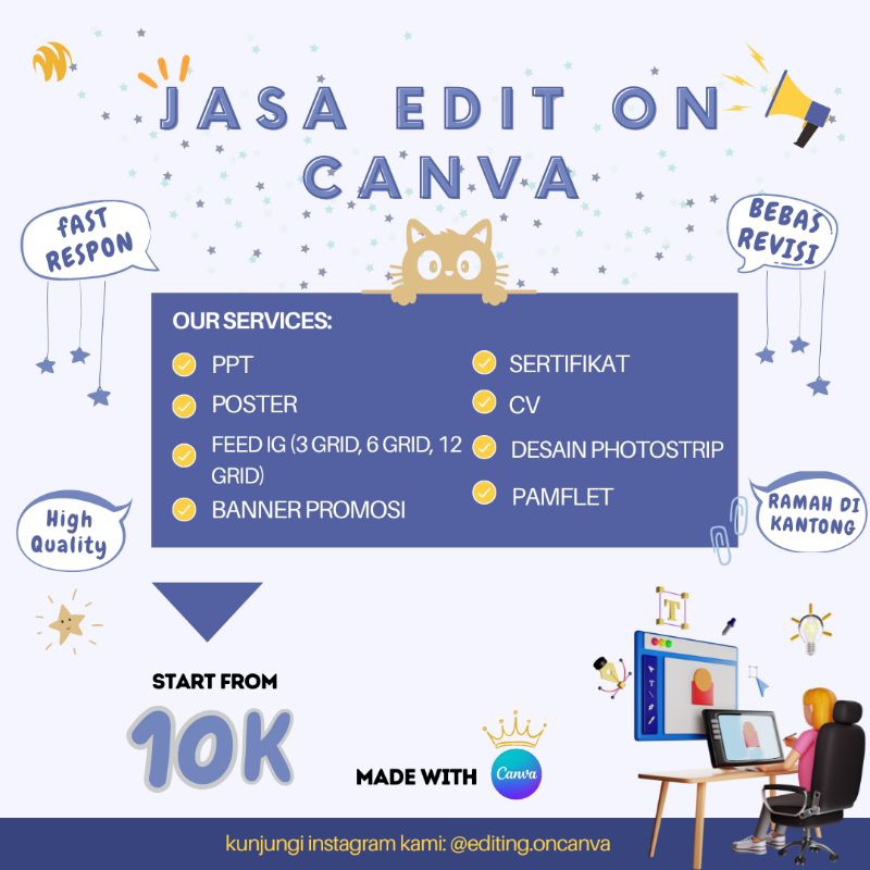 Jasa edit di canva, PPT, poster, feed ig, pamflet, sertifikat, CV, photostrip, banner