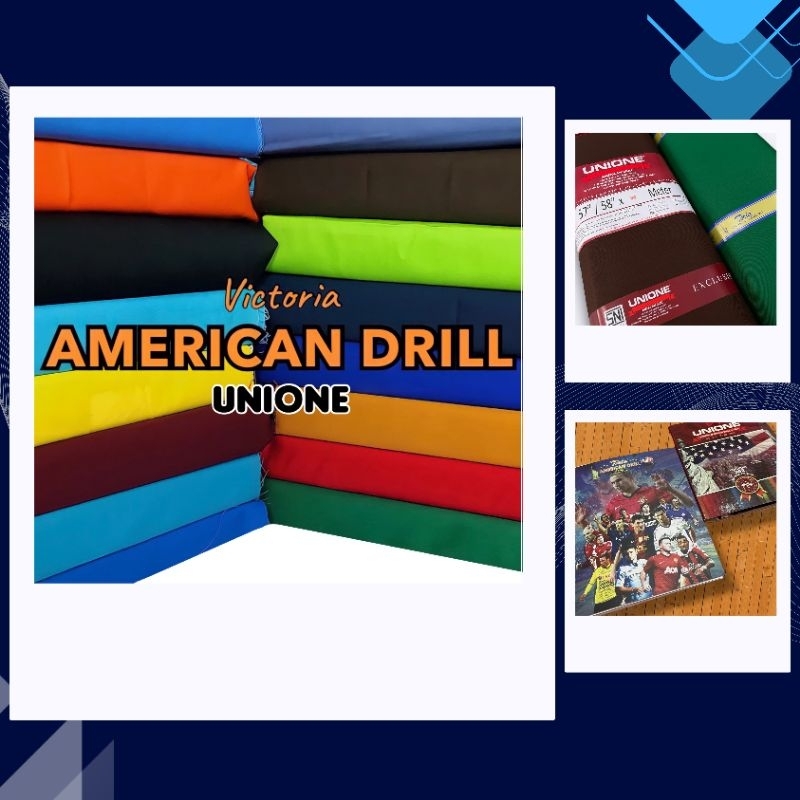 KAIN AMERICAN DRILL VICTORIA TORIA UNIONE UNTUK SERAGAM KANTOR SEKOLAH BAHAN TEBAL KAKU METERAN