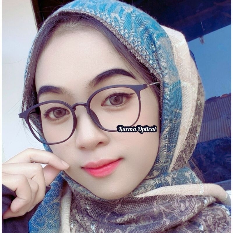 Frame Kacamata Wanita Lentur 2124 Paket Lensa Photocromic Normal Minus