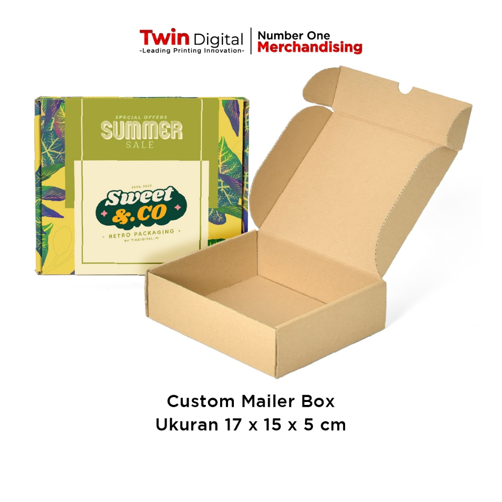 

Twindigital Custom Box Kardus / Kotak Kado / Dus Hadiah - Mailer Box Full Print Uk 17x15x5 cm