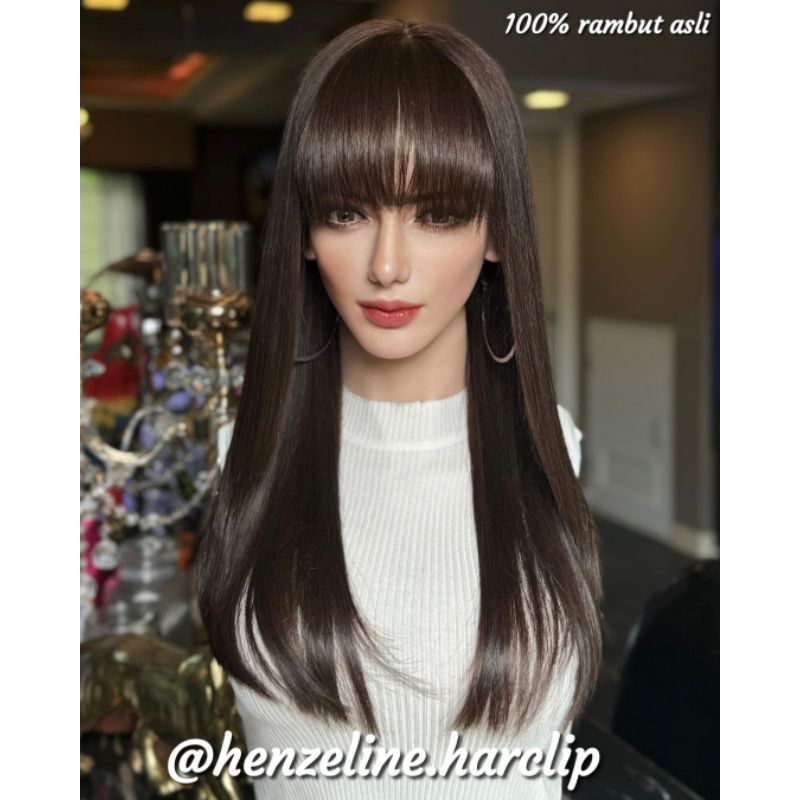 LACE WIG 100% RAMBUT ASLI / HUMAN HAIR / BEBAS UBAH BELAHAN FREE STYLING 60CM