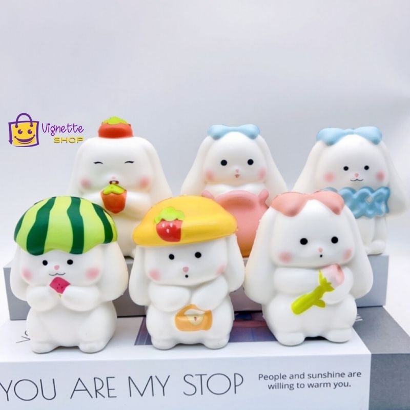 Squishy White Rabbit Fruit Lucu | Squishi Squisi Sekuisi Skuisi