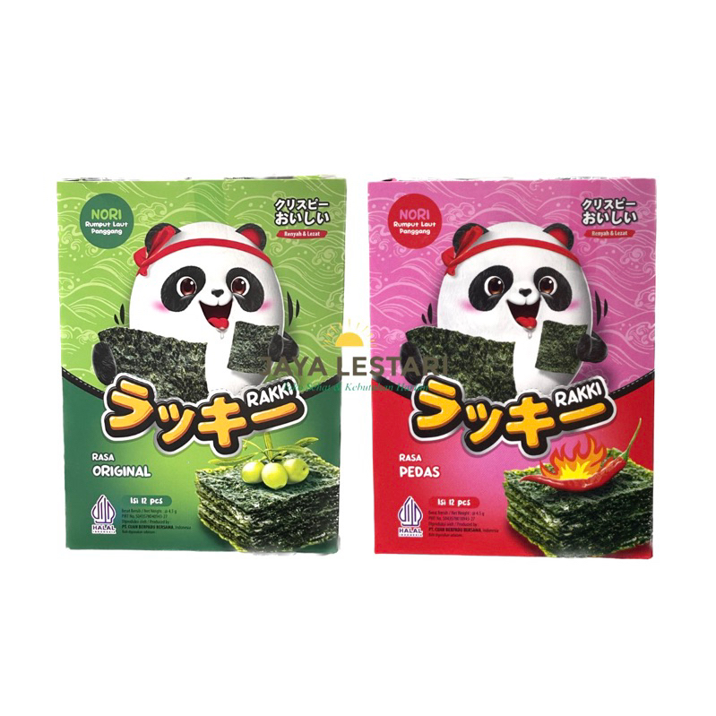 

Rakki Nori Rumput Laut Panggang (Isi 12/Box) (4,5gx12) (2 Varian Rasa)